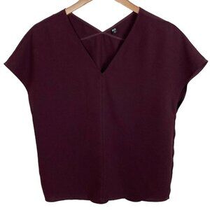 Uniqlo Burgundy V-Neck Blouse